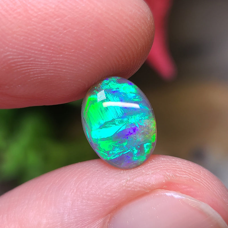 Bright Green Black Crystal Opal, 1.53ct from Lighting Ridge, AUS