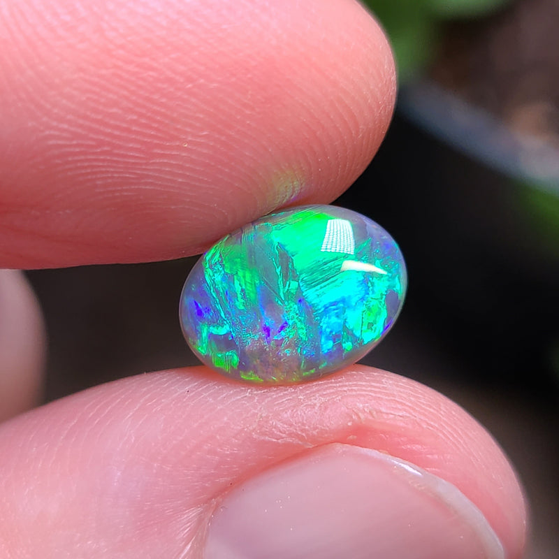Bright Green Black Crystal Opal, 1.53ct from Lighting Ridge, AUS