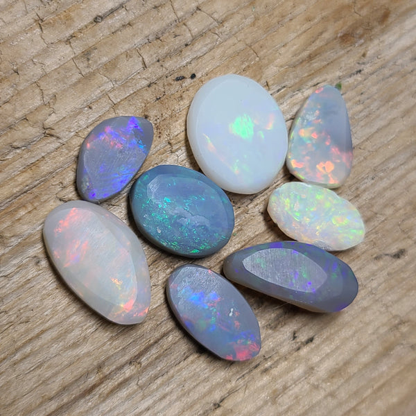 Colorful Preshaped Australian Opal Rubs, 9.65ct/8pcs