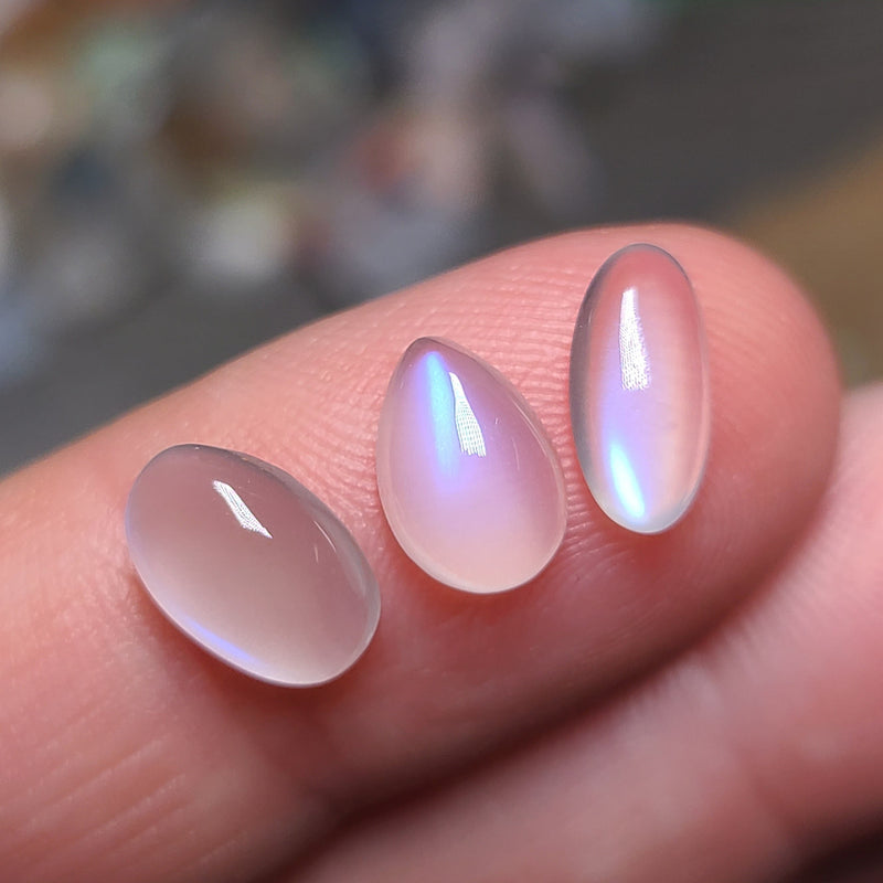 Trio of Blue Silver Moonstones, 4.03tcw from Tanzania