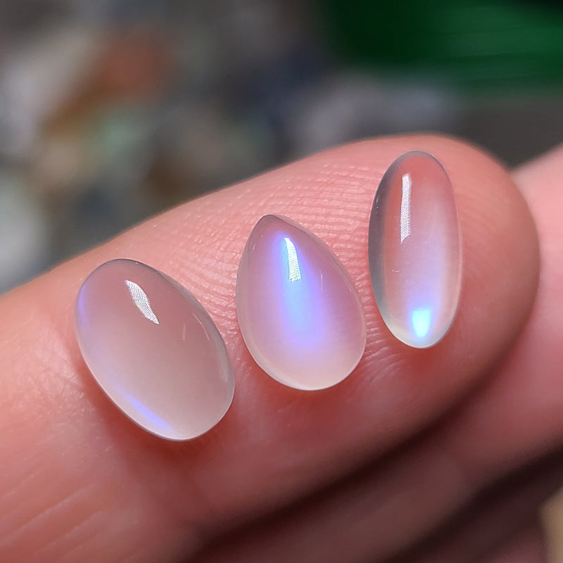 Trio of Blue Silver Moonstones, 4.03tcw from Tanzania