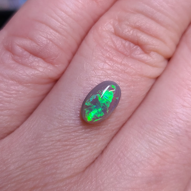 Bright Green Black Crystal Opal, 1.12ct from Lighting Ridge, AUS