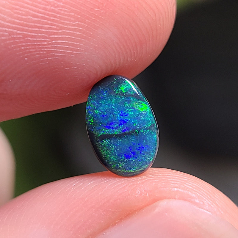 Green and Blue Black Opal, 0.86ct from Lightning Ridge, AUS