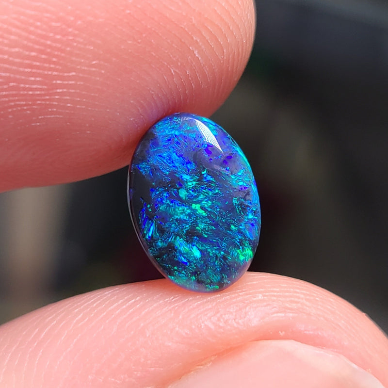 Green and Blue Black Crystal Opal, 1.25ct from Lightning Ridge, AUS