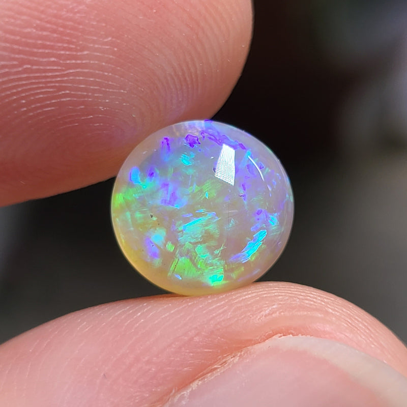 Green and Purple Dark Round Opal,  2.51ct from Lighting Ridge, Australia