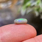 Opal stone held between fingers with a blurred background