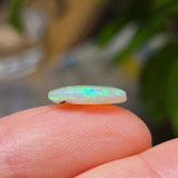 Opal stone held between fingers with a blurred background